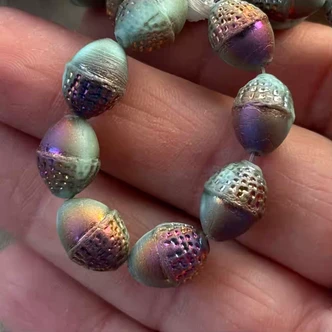 12x10mm Acorn Czech Glass Beads Turquoise Sliperit Q8 Per Strand