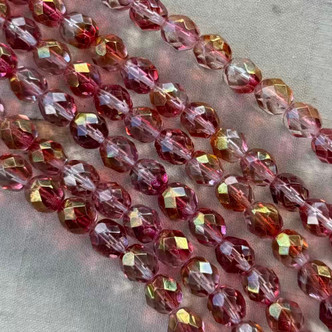 8mm Fire Polish Beads Czech Glass Faceted Round Autumn Glow 25Pcs Per Strand