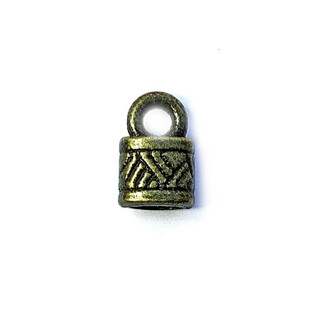Antique Brass Plated Lead & Cadmium Free Alloy 10x6.5x4.5mm Tibetan Rectangle Glue On Leather Cord End Caps Q50 per Pkg