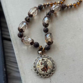 Dancing Skeletons Halloween Hand Knotted Necklace Per Pc