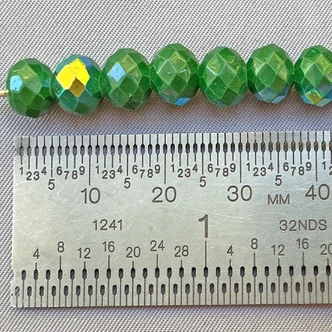 Opaque Shamrock Glitter 8x6mm Faceted Rondelle Chinese Crystal Glass Beads Per Strand