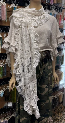 Endlesslly Joy Cream Lace Scarf Shawl JDL Jeanne d'Arc Living