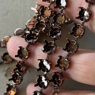 8mm 39SS Cup Chain Bracelet Riviere Antique Copper Plated Brass With Clasp Per Pc