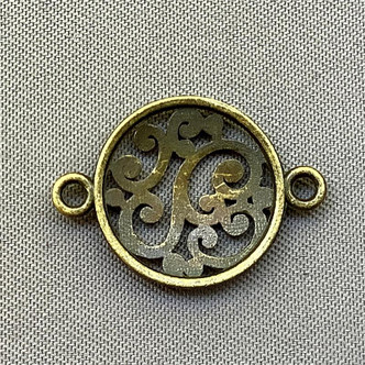 Baroque Swirl Circle 2 Loop Links 20x14mm Antique Brass Plated Alloy Q30 Per Pkg