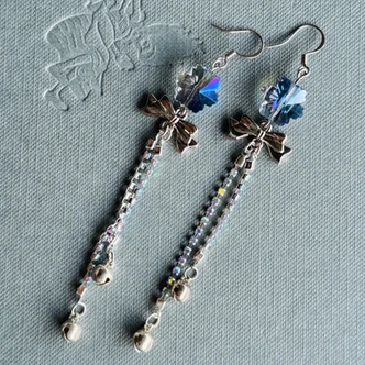 Snowflake Delights Shoulder Duster Earrings Silver Artisan Made in the USA Per Pair
