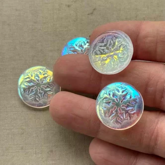 21mm Snowflake Cabochon Czech Glass Clear AB Q4 Per Pkg