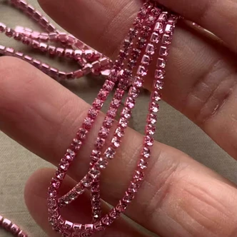 2mm Light Rose Rhinestone Cup Chain Chain Enamel Plated Q1 Foot