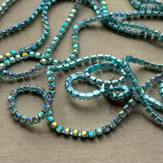 2mm Turquoise AB Rhinestone Cup Chain Chain Enamel Plated Q1 Foot