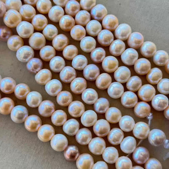 12x10mm Large Hole Freshwater Pearl Beads Pale Rose Q20 Per Strand