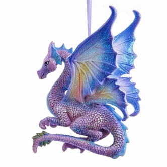 Purple Glitter Dragon Ornament Christmas Resin 4 Inch Per Pc