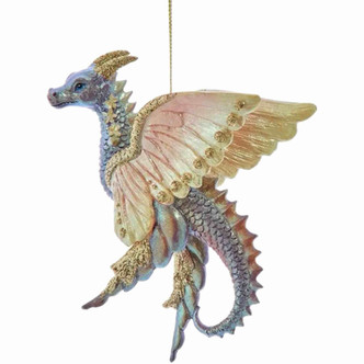 Mauve Glitter Butterfly Dragon Ornament Christmas Resin 4 Inch Per Pc
