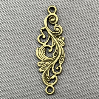 Baroque Scroll Work 2 Loop Links 30x10mm Antique Brass Connectors Q50 Per Pkg