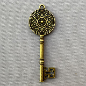 Medallion Key Cabochon Memory Tray Pendants 75x25mm Antique Brass Plated Alloy Q6 Per Pkg
