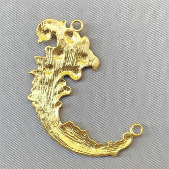 Baroque Rose Flourish Stamping 2 Loop Links 55x30mm Unplated Raw Solid Brass Q2 Per Pkg