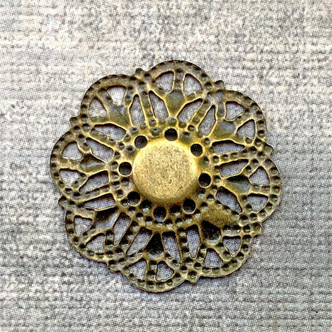 Round Doily Filigree Component 21mm Antique Brass Plated Alloy Q20 Per Pkg