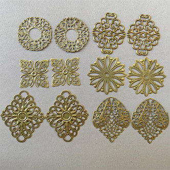 Mixed Filigree Component Pairs Antique Brass Plated Alloy Q12 Per Pkg