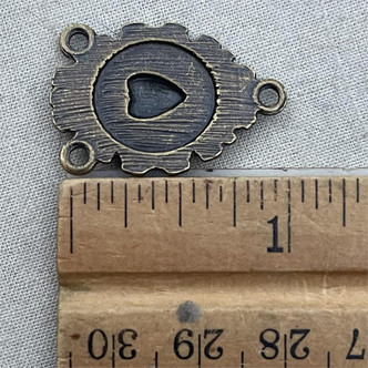 Sacred Heart 3 Ring Connector Links Station Antique Brass Plated 27x17mm 6pcs Per Pkg