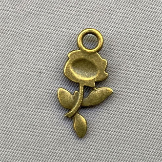 Rose Charms 21x10.5mm Antique Brass Plated Alloy Q24 per Pkg