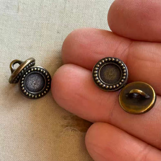 Beaded Bezel Button 12mm Brass Plated Pewter Q4 Pcs Per Pkg