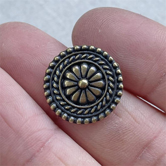 Bali Roped Flower Button 18mm Brass Plated Pewter Q2 Pcs Per Pkg