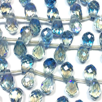 Blue Heliotrope 13x8mm Briolette Teardrop Chinese Crystal Glass Beads Per Strand