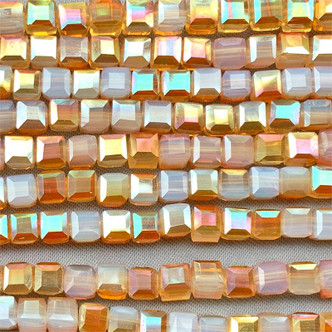 Ginger Opalite 4mm Faceted Cube Chinese Crystal Glass Beads per Strand