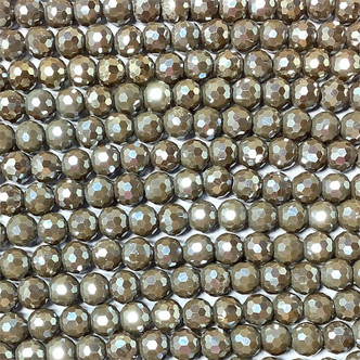 Argent Satin 6mm Faceted Round Disco Ball Chinese Crystal Glass Beads per Strand