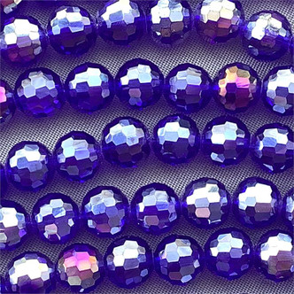Cobalt AB 8mm Disco Round Chinese Crystal Faceted Glass Beads Per Strand