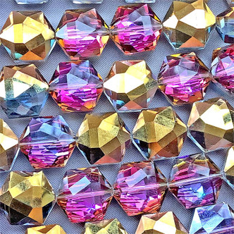 Crystal Aurum Twilight 15mm Faceted Hexagon Chinese Crystal Glass Beads per Strand