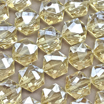 Wheat Satin 15mm Faceted Hexagon Chinese Crystal Glass Beads Per Strand