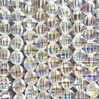 Crystal AB 10mm Fancy Cut Faceted Oval Chinese Crystal Glass Beads per Strand