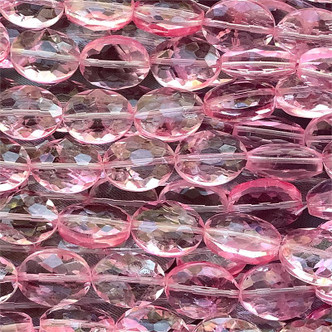 Pink 16x12mm Faceted Oval Chinese Crystal Glass Beads per Strand