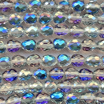Blue Heliotrope 4mm Faceted Onion Chinese Crystal Glass Beads per Strand