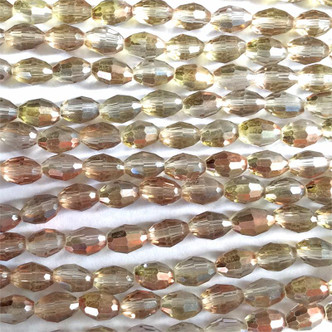 Crystal Dark Copper 6x4mm Faceted Oval Chinese Crystal Glass Beads Per Strand