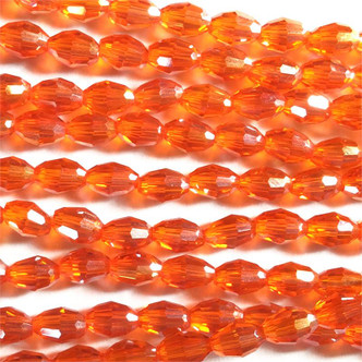 Orange AB 6x4mm Faceted Oval Chinese Crystal Glass Beads Per Strand