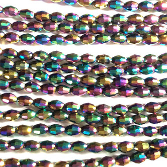 Peacock 6x4mm Faceted Oval Chinese Crystal Glass Beads Per Strand