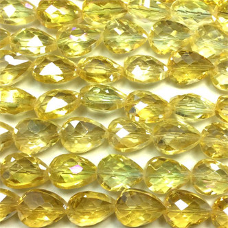 Jonquil AB 14x10mm Pear Teardrop Chinese Crystal Glass Beads Per Strand