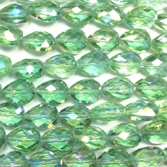 Peridot AB 14x10mm Pear Teardrop Chinese Crystal Glass Beads Per Strand