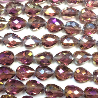 Purple AB 14x10mm Pear Teardrop Chinese Crystal Glass Beads Per Strand