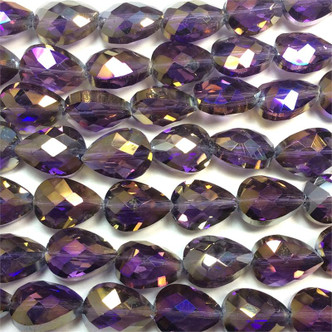 Tanzanite AB 14x10mm Pear Teardrop Chinese Crystal Glass Beads Per Strand