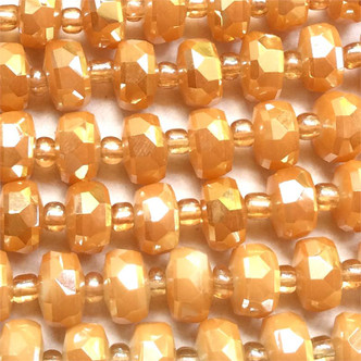 Apricot Marmalade Satin 7x4mm Faceted Chinese Crystal Glass Pinwheel Per Strand