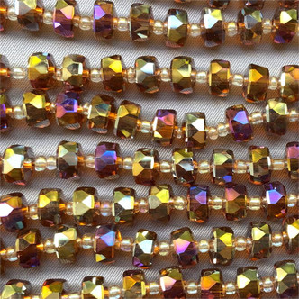 Dark Brown AB 7x4mm Faceted Chinese Crystal Glass Pinwheel Per Strand