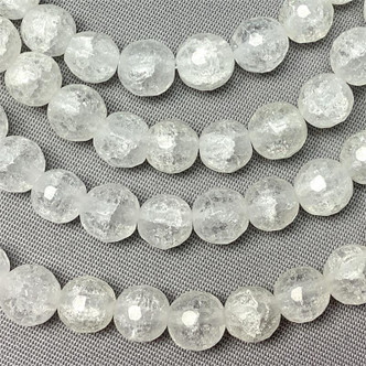 Faceted Crackled Crystal Quartz 6mm Round Semi-Precious Stone Beads per Strand per Strand