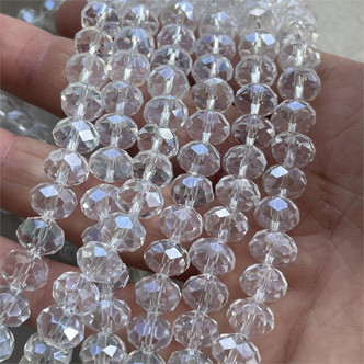 Clear Crystal 10x8mm Faceted Rondelle Chinese Crystal Glass Beads per Strand