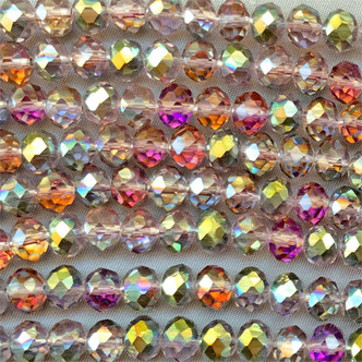 Crystal Aurora 10x8mm Faceted Rondelle Chinese Crystal Glass Beads per Strand