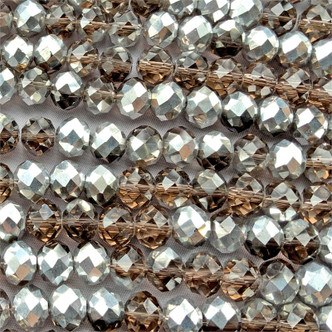 Greige CAL 10x8mm Faceted Rondelle Chinese Crystal Glass Beads per Strand