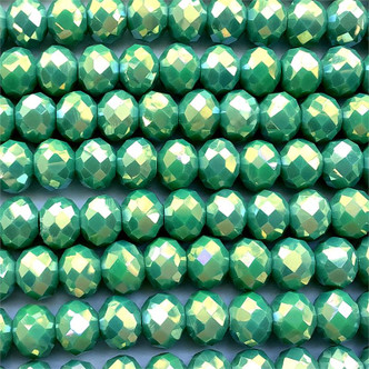 Green Turquoise Pearl 10x8mm Faceted Rondelle Chinese Crystal Glass Beads per Strand