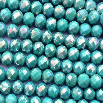 Opaque Indicolite AB 10x8mm Faceted Rondelle Chinese Crystal Glass Beads per Strand