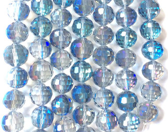 Blue Heliotrope 14mm Chinese Crystal Faceted Round Glass Beads Per Strand