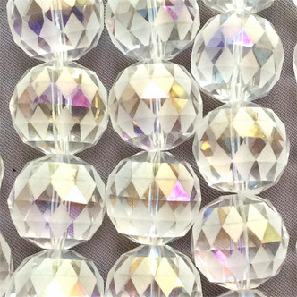 Frosted Crystal AB 16mm Faceted Round Ball Chinese Crystal Glass Beads per Strand